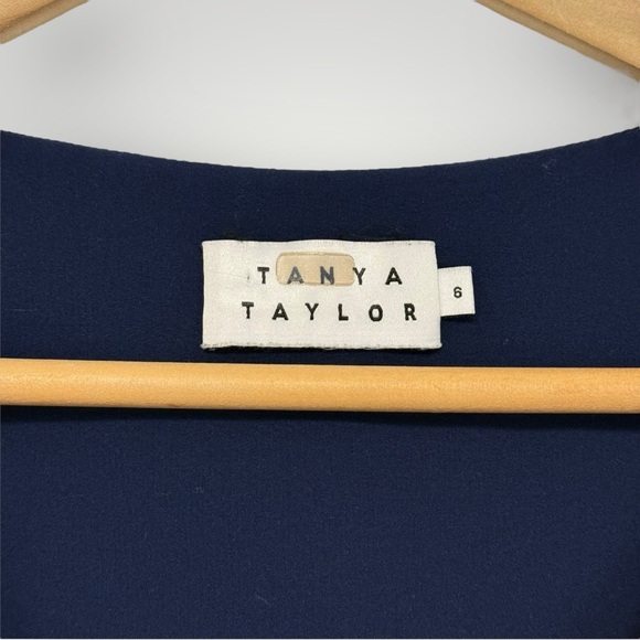 TANYA TAYLOR Luisa Mixed Print 100% Silk Wrap Dress Sz 6 Navy Pink - Picture 4 of 16